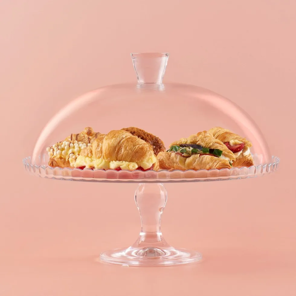 Alzata in vetro Porta Dessert con campana Linea Patisserie