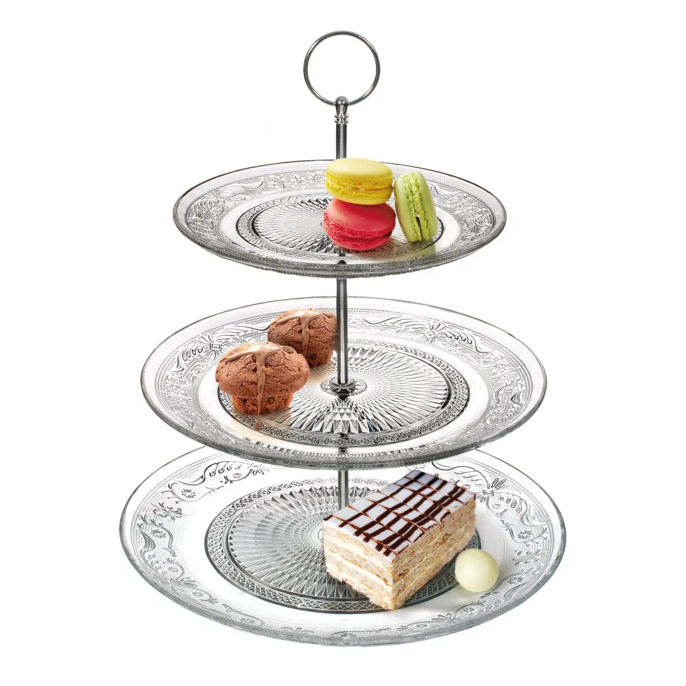Alzata 3 Piani in vetro Porta Dessert Patisserie