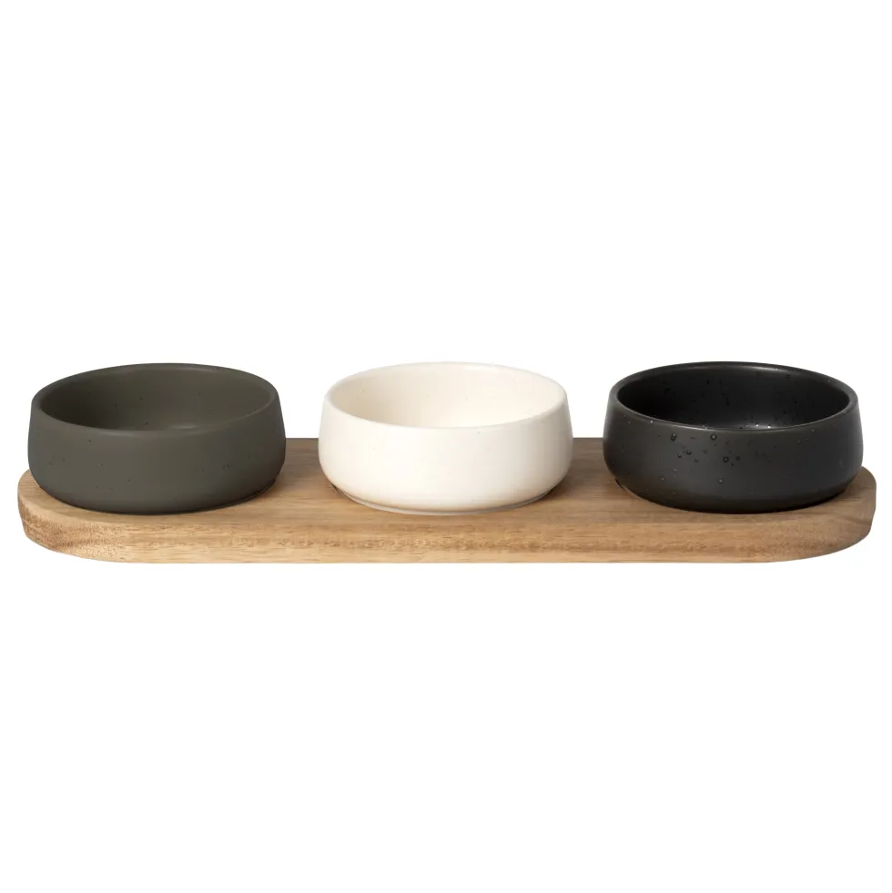 Antipastiera con 3 Ciotole Linea Acacia 30x10 cm
