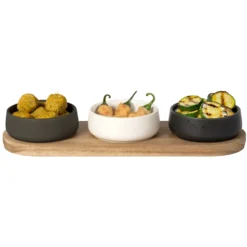 Antipastiera con 3 Ciotole Linea Acacia 30x10 cm
