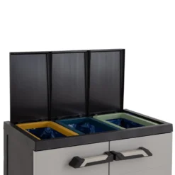 Armadio per raccolta differenziata Prime 3 Scomparti Antracite Scuro/Grigio Tortora h88x66x40 cm