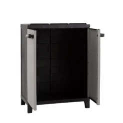 Armadio per raccolta differenziata Prime 3 Scomparti Antracite Scuro/Grigio Tortora h88x66x40 cm