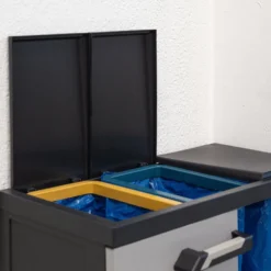 Armadio per raccolta differenziata Prime 3 Scomparti Antracite Scuro/Grigio Tortora h88x66x40 cm