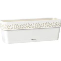 Balconetta decorata Cloe in plastica bianca con riserva d'acqua