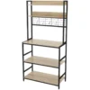 Banco cucina 3 ripiani e 2 mensole in legno truciolare e metallo nero Linea Hamilton