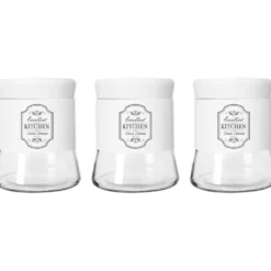 Barattoli in vetro e latta set da 3 pezzi colore bianco