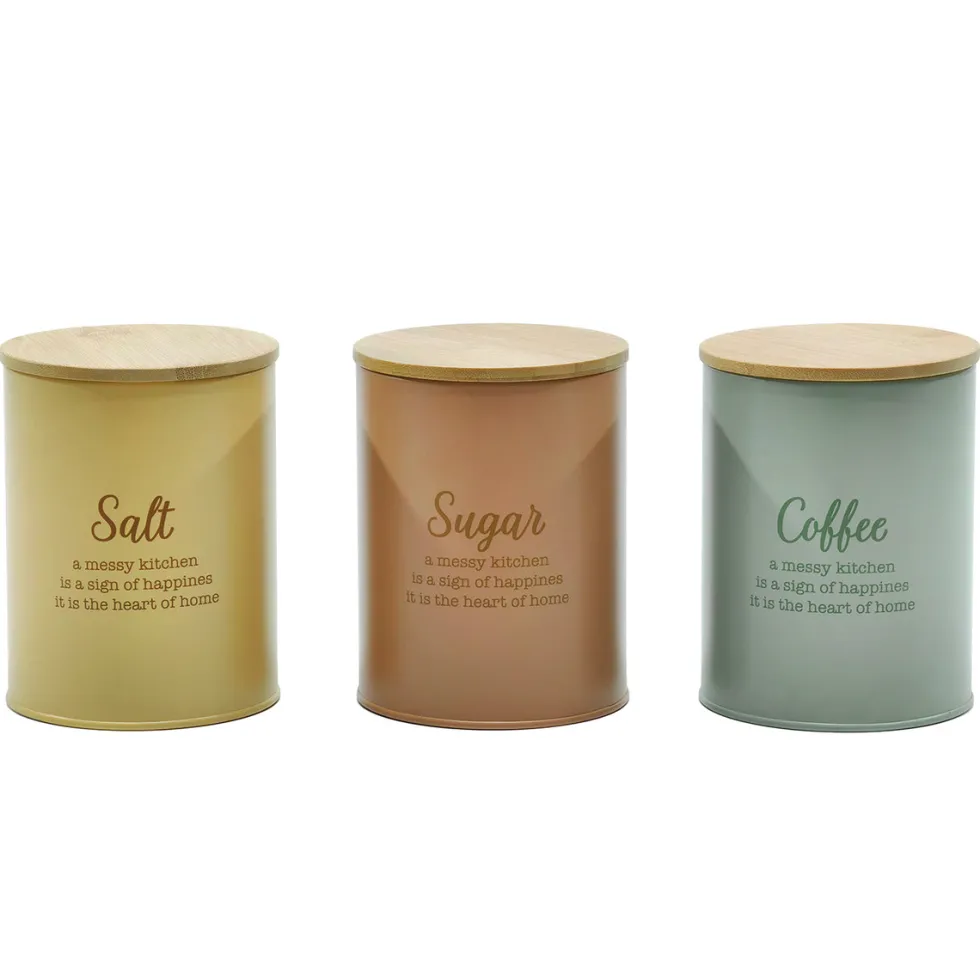 Barattolo da cucina in Metallo con coperchio in Bamboo 1 Litro