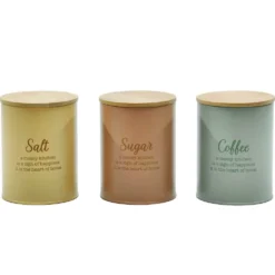 Barattolo da cucina in Metallo con coperchio in Bamboo 1 Litro
