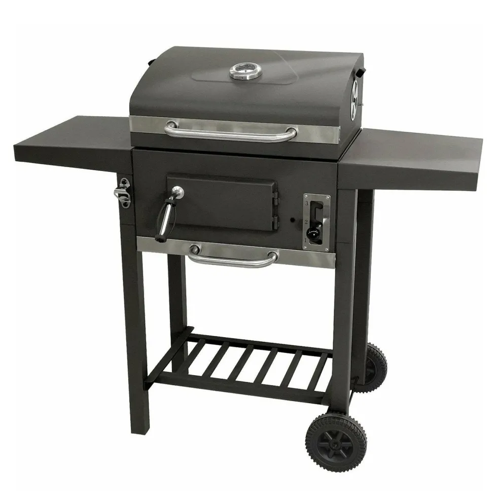 Barbecue a Carbone con Coperchio e Termometro Integrato