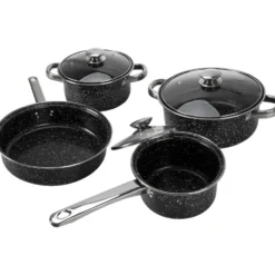 Batteria di Pentole Black Antiaderenti Marmorizzate 7 Pezzi