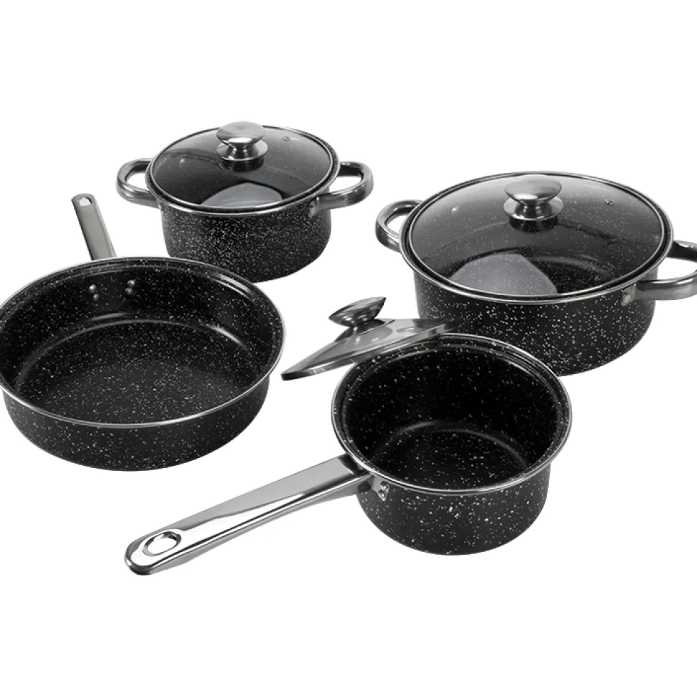 Batteria di Pentole Black Antiaderenti Marmorizzate 7 Pezzi