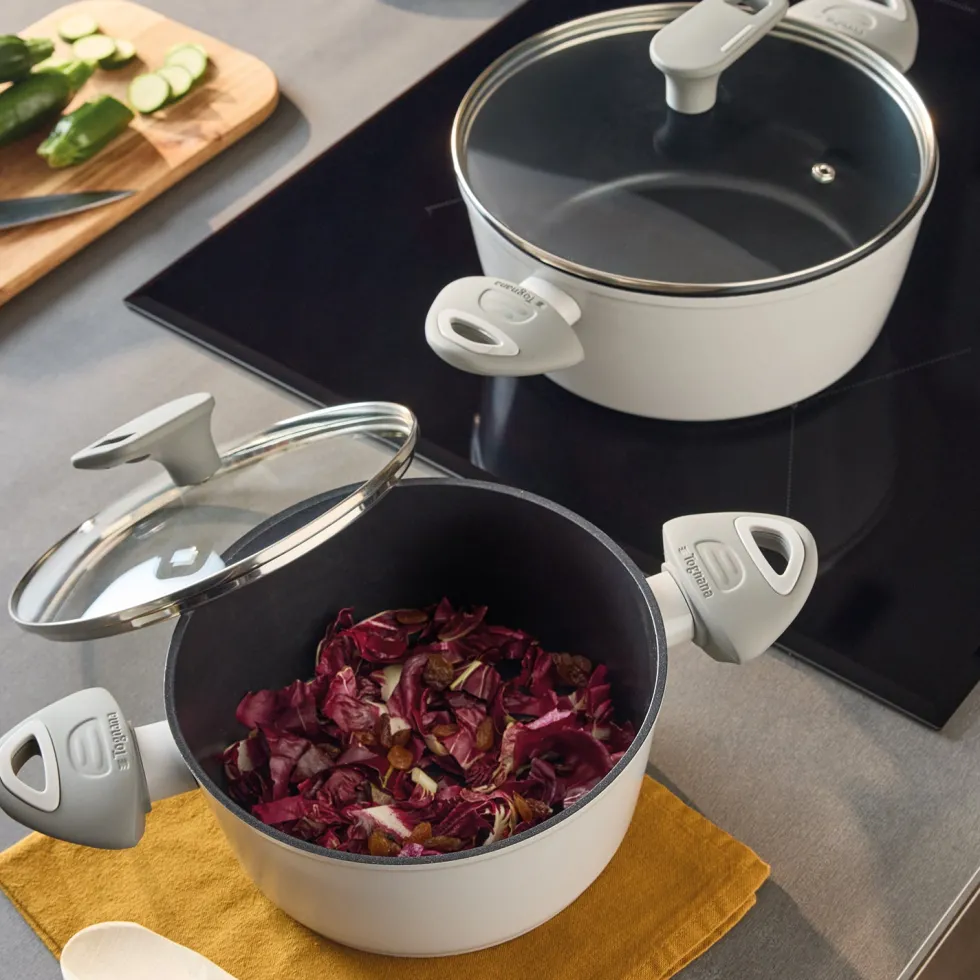 Batteria di Pentole e Padelle 8 Pezzi Effetto Pietra in Alluminio Forgiato Grey