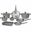 Batteria di Pentole 12 Pezzi in alluminio grigio Linea Phaetra Style