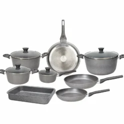 Batteria di Pentole 12 Pezzi in alluminio grigio Linea Phaetra Style