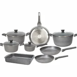 Batteria di Pentole 12 Pezzi in alluminio grigio Linea Phaetra Style