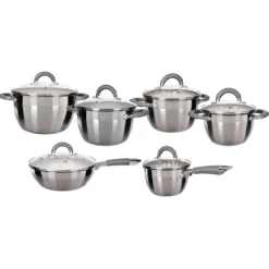 Batteria di Pentole 12 Pezzi in Acciaio Inox Linea Grey Diamond