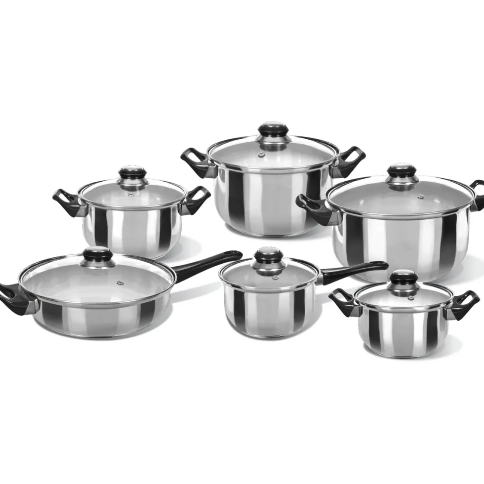 Batteria di Pentole 12 pezzi in acciaio Linea Stile Mediterraneo