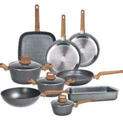 Batteria di Pentole 12 pezzi in alluminio Grigio Linea Wild Stone
