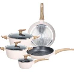 Batteria Pentole e Padelle 8 pezzi in alluminio Beige Linea Vanilla