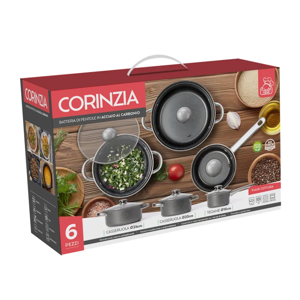 Batteria Pentole 6 pezzi Corinzia