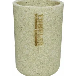 Bicchiere porta spazzolini beige da bagno