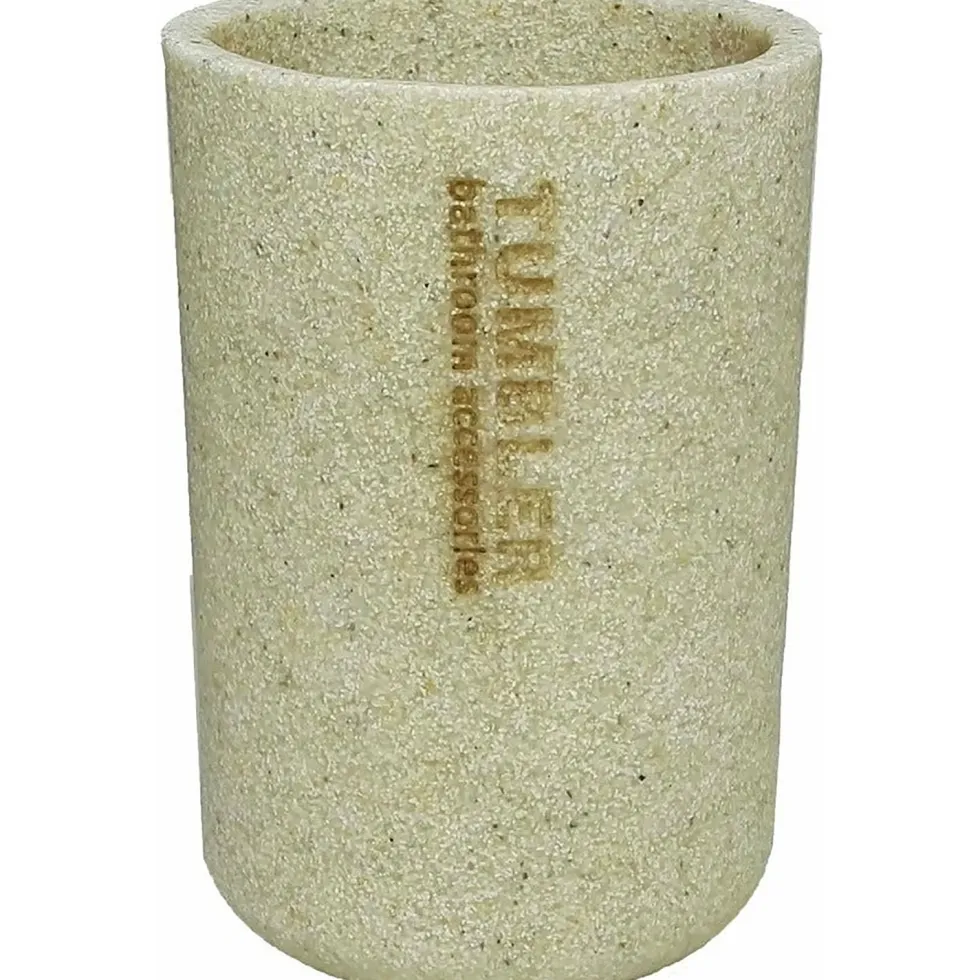 Bicchiere porta spazzolini beige da bagno