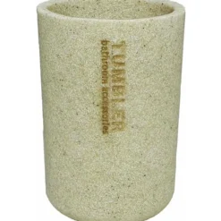 Bicchiere porta spazzolini beige da bagno