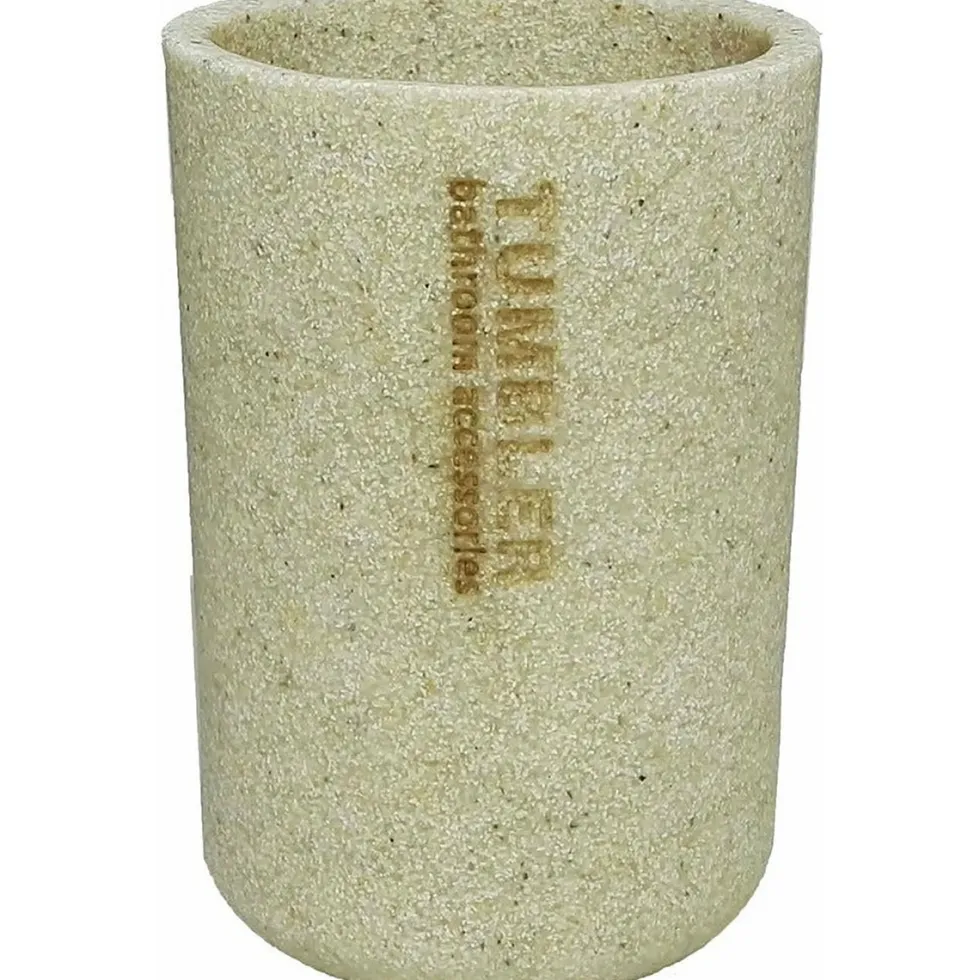 Bicchiere porta spazzolini beige da bagno