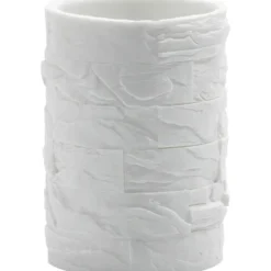 Bicchiere Porta Spazzolini Effetto Pietra Bianco
