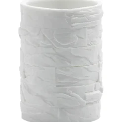Bicchiere Porta Spazzolini Effetto Pietra Bianco