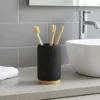 Bicchiere Porta Spazzolini in Poliresina Nero e Bamboo
