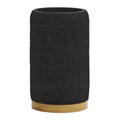Bicchiere Porta Spazzolini in Poliresina Nero e Bamboo