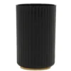Bicchiere Porta Spazzolini in Polipropilene Nero Rigato e Bamboo