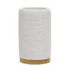 Bicchiere Porta Spazzolini in Poliresina Bianco e Bamboo