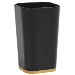 Bicchiere Porta Spazzolini in Polistirene Nero e Bamboo