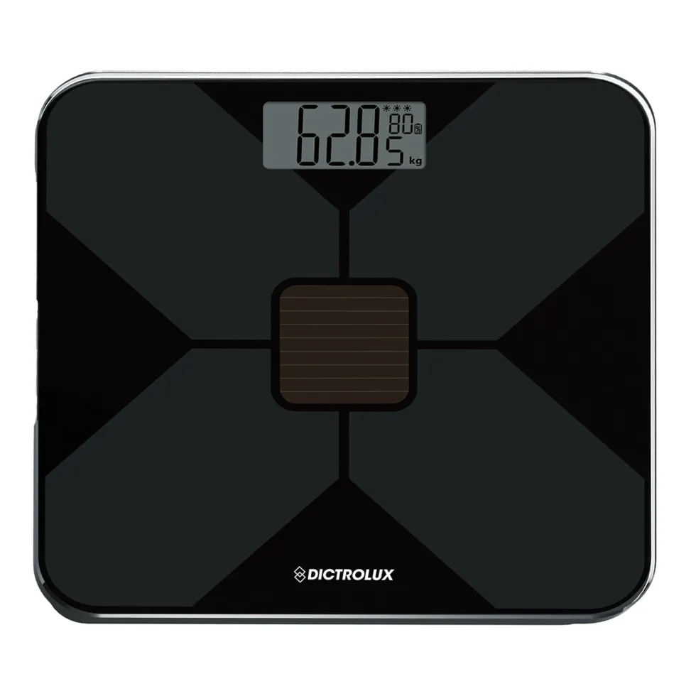 Bilancia Pesapersone Digitale Solare 180 Kg in Vetro Temperato con Display LCD Nera