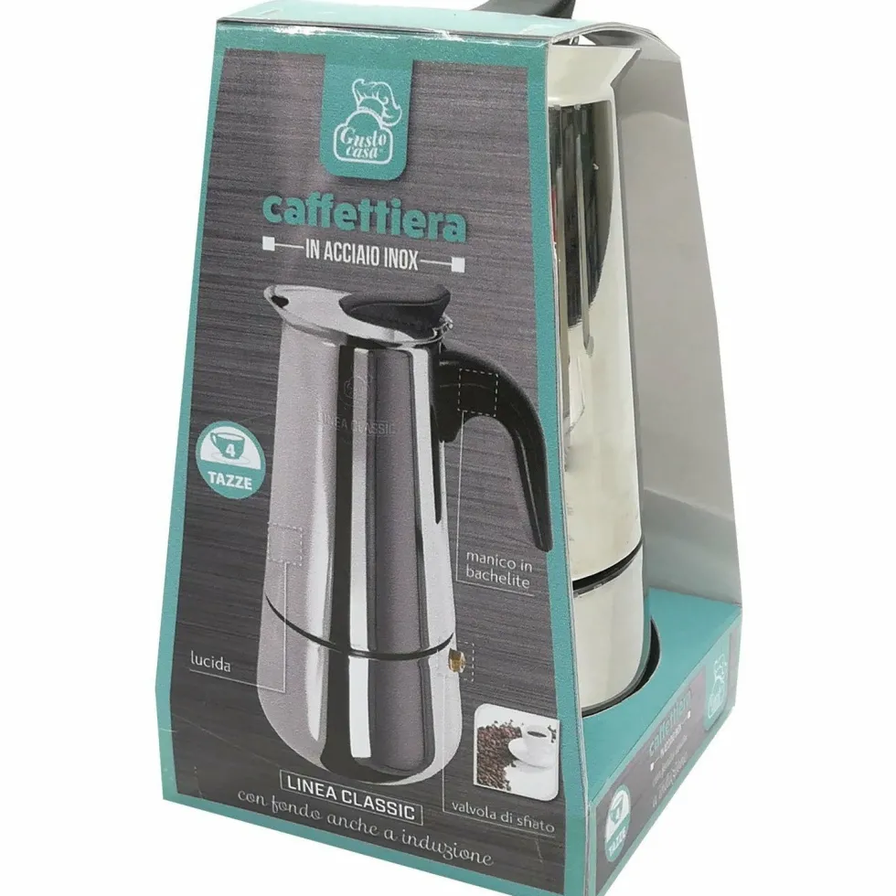 Caffettiera 4 tazze Kitchen Steel