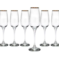 Calici flute in vetro Amber Golden bordo oro 20 cl