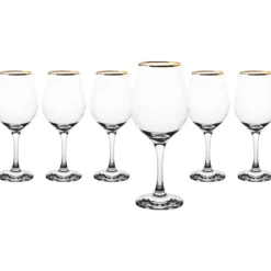 Calici in vetro Amber Golden bordo oro 46 cl