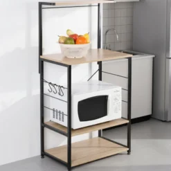 Carrello cucina 3 ripiani e mensola in legno truciolare e metallo bianco Linea Hamilton