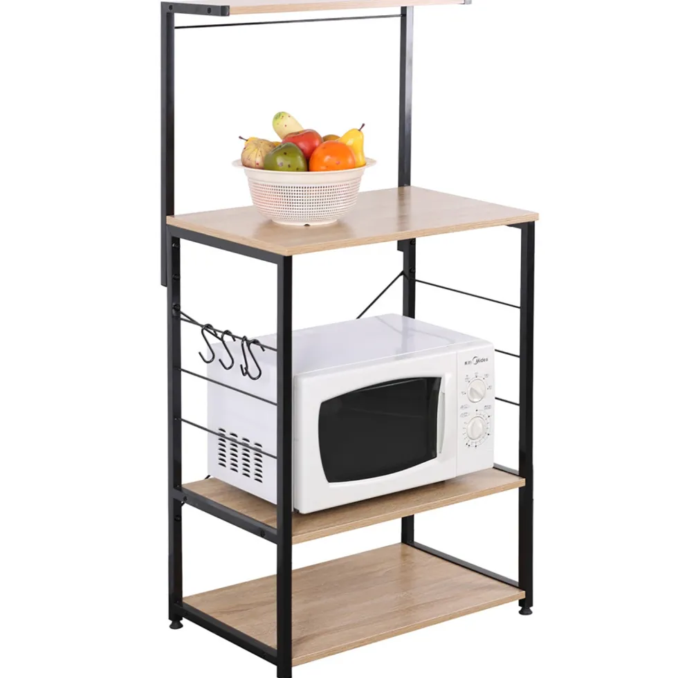 Carrello cucina 3 ripiani e mensola in legno truciolare e metallo bianco Linea Hamilton
