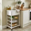 Carrello da Cucina Bianco con Cassetto e 3 Cestelli Estraibili