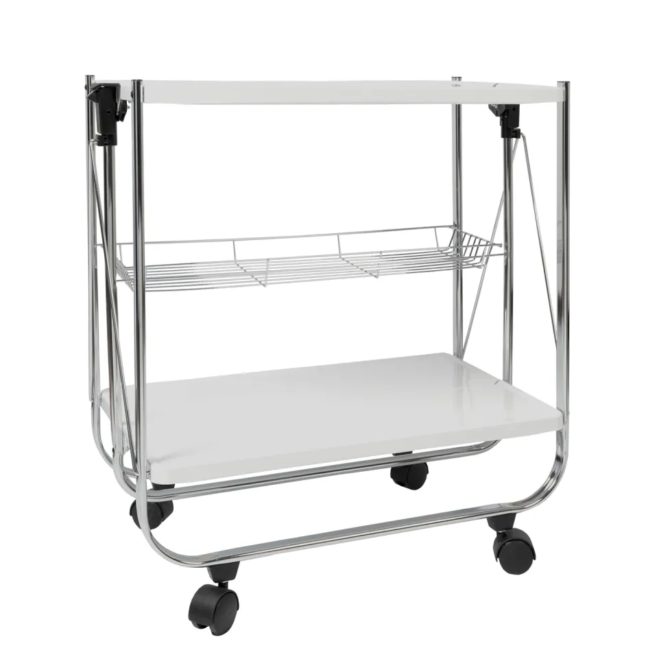 Carrello da Cucina Pieghevole Salvaspazio in metallo Bianco Karry&Go
