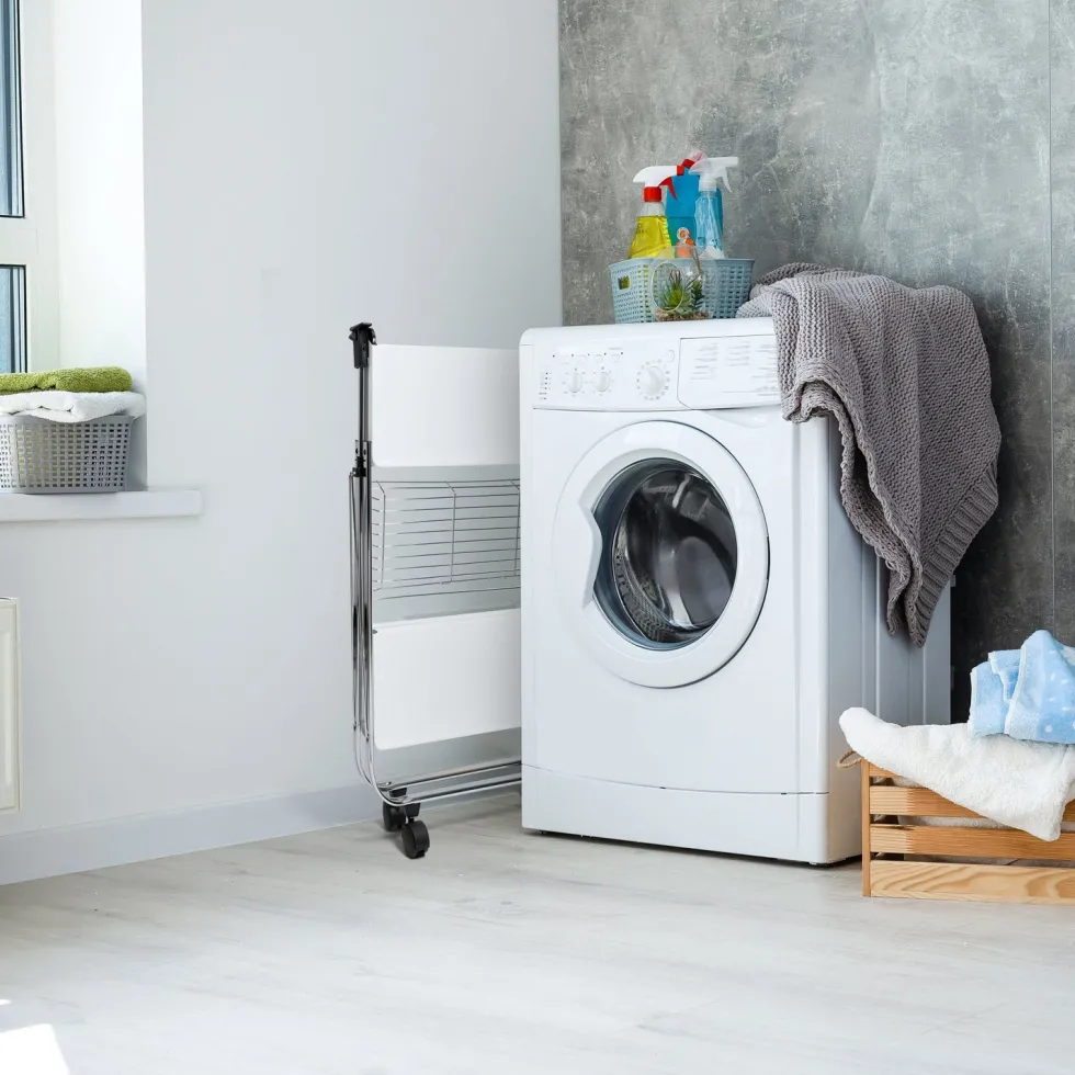 Carrello da Cucina Pieghevole Salvaspazio in metallo Bianco Karry&Go