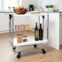 Carrello da Cucina Pieghevole Salvaspazio in metallo Bianco Karry&Go