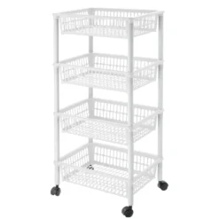 Carrello Mito 4 ceste Bianco con Ruote h85x40x29 cm