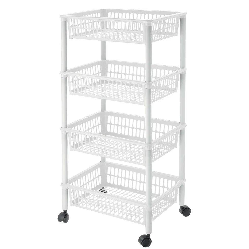 Carrello Mito 4 ceste Bianco con Ruote h85x40x29 cm