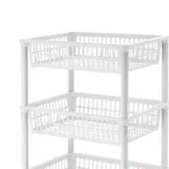 Carrello Mito 4 ceste Bianco con Ruote h85x40x29 cm