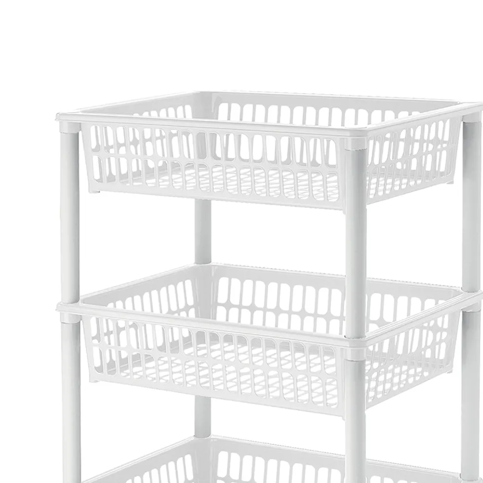 Carrello Mito 4 ceste Bianco con Ruote h85x40x29 cm