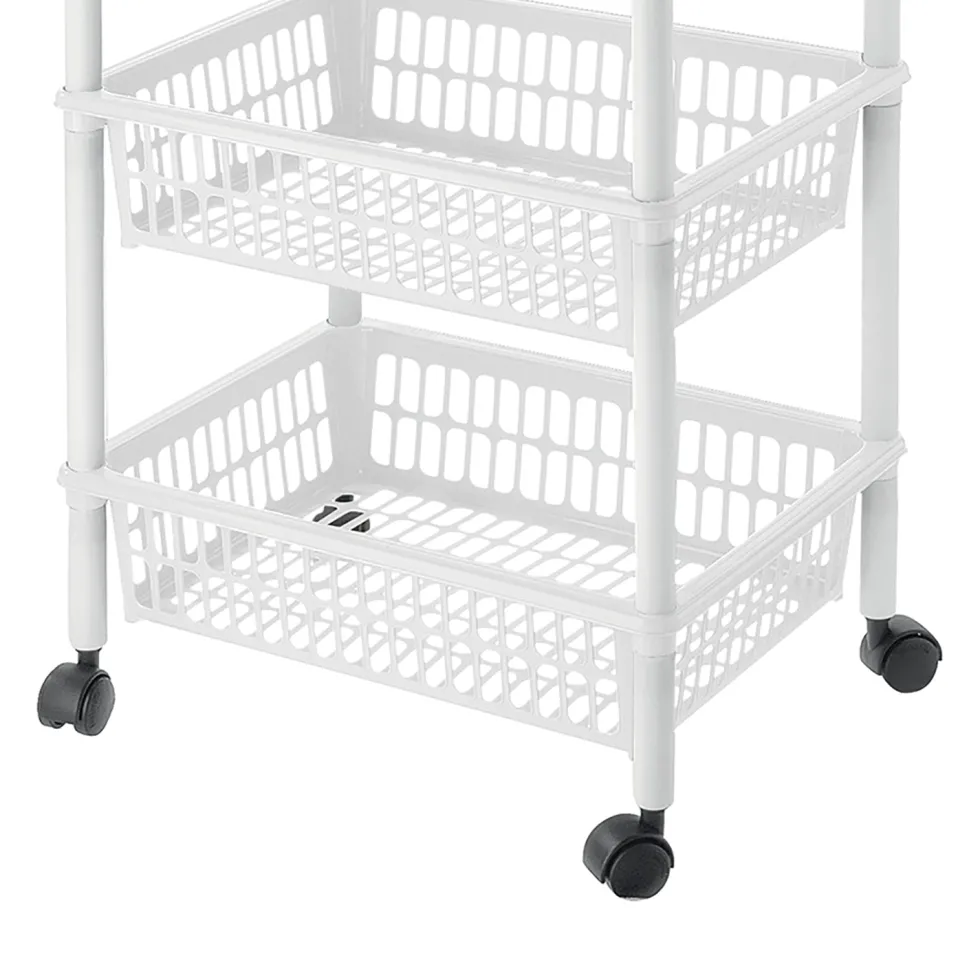 Carrello Mito 4 ceste Bianco con Ruote h85x40x29 cm